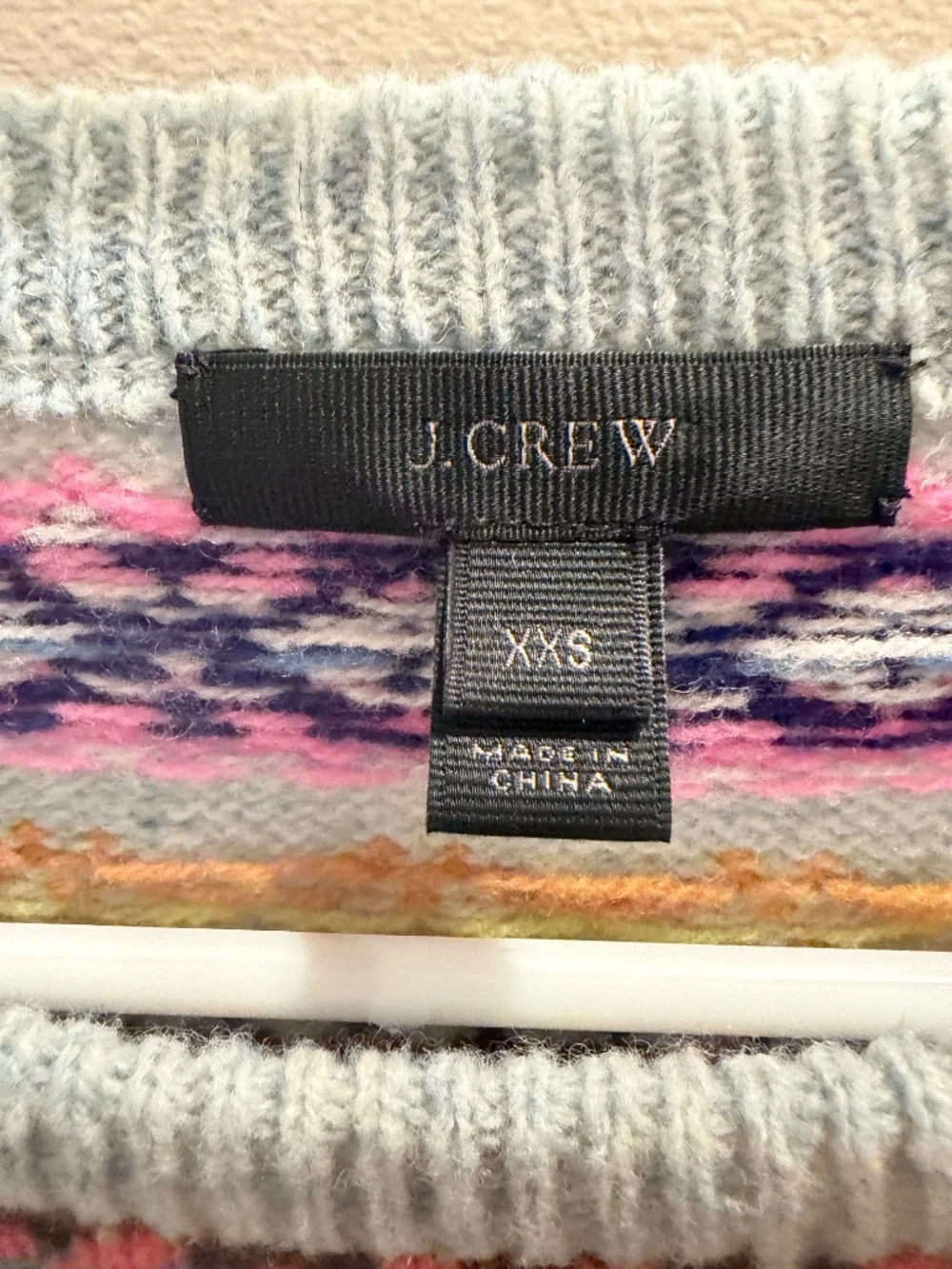 J Crew grey, multicolored Fair Isle pull over sweater.